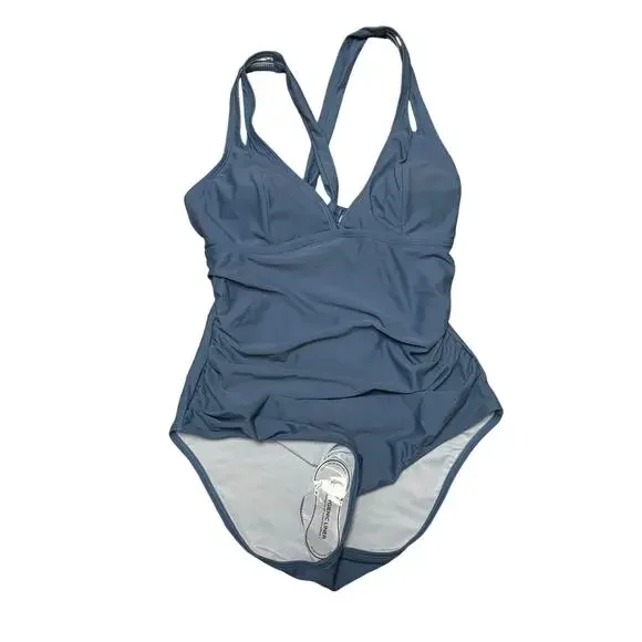 Cupshe Blue One Piece Swimsuit Ruched Cutout Back Size M NWT - Picture 4 of 10